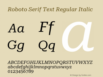 Roboto Serif Text Regular Italic Version 1.001 2019图片样张