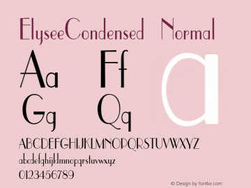 ElyseeCondensed Normal 1.0/1995: 2.0/2001 Font Sample