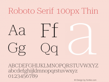 Roboto Serif 100px Thin Version 1.003图片样张