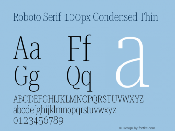 Roboto Serif 100px Condensed Thin Version 1.003图片样张