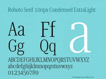 Roboto Serif 100px Condensed ExtraLight Version 1.003图片样张