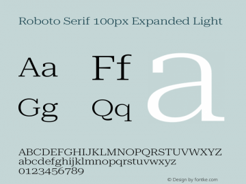 Roboto Serif 100px Expanded Light Version 1.003图片样张
