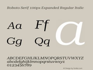 Roboto Serif 100px Expanded Regular Italic Version 1.003图片样张
