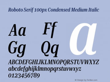 Roboto Serif 100px Condensed Medium Italic Version 1.003图片样张