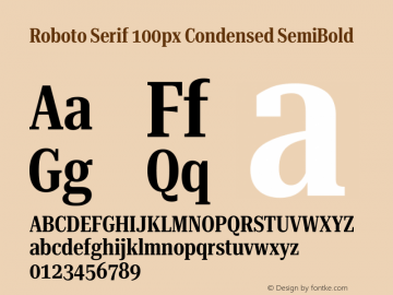 Roboto Serif 100px Condensed SemiBold Version 1.003图片样张