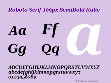 Roboto Serif 100px SemiBold Italic Version 1.003图片样张