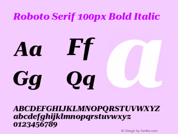 Roboto Serif 100px Bold Italic Version 1.003图片样张