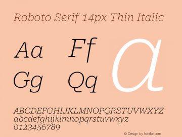 Roboto Serif 14px Thin Italic Version 1.003图片样张