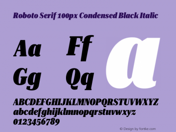 Roboto Serif 100px Condensed Black Italic Version 1.003图片样张