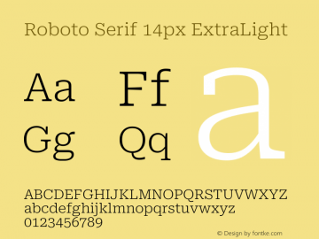 Roboto Serif 14px ExtraLight Version 1.003图片样张