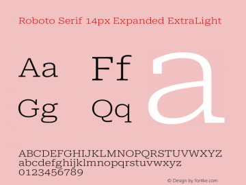 Roboto Serif 14px Expanded ExtraLight Version 1.003图片样张