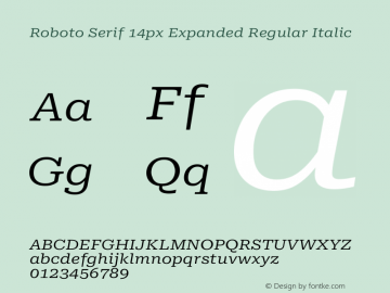 Roboto Serif 14px Expanded Regular Italic Version 1.003图片样张