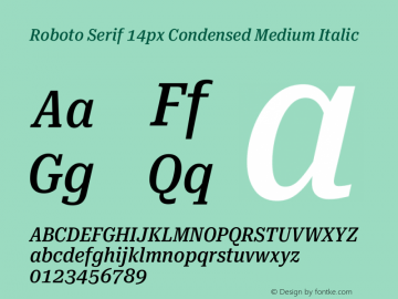 Roboto Serif 14px Condensed Medium Italic Version 1.003图片样张