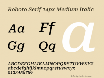Roboto Serif 14px Medium Italic Version 1.003图片样张