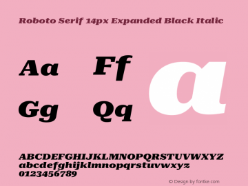 Roboto Serif 14px Expanded Black Italic Version 1.003图片样张