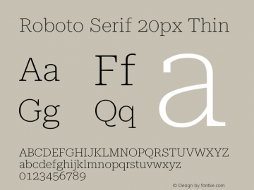 Roboto Serif 20px Thin Version 1.003图片样张