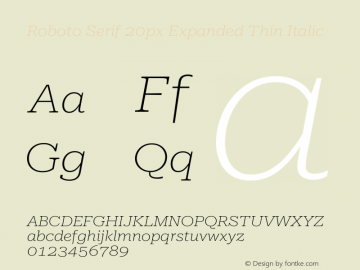 Roboto Serif 20px Expanded Thin Italic Version 1.003图片样张