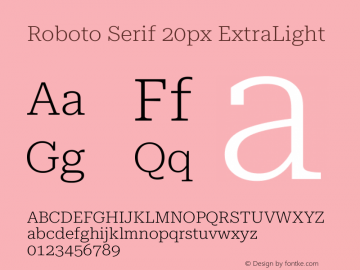 Roboto Serif 20px ExtraLight Version 1.003图片样张