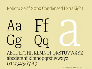 Roboto Serif 20px Condensed ExtraLight Version 1.003图片样张