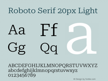 Roboto Serif 20px Light Version 1.003图片样张