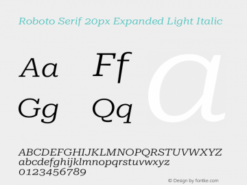 Roboto Serif 20px Expanded Light Italic Version 1.003图片样张