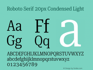 Roboto Serif 20px Condensed Light Version 1.003图片样张