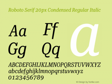 Roboto Serif 20px Condensed Regular Italic Version 1.003图片样张