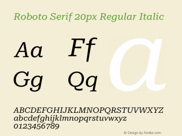 Roboto Serif 20px Regular Italic Version 1.003图片样张