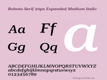 Roboto Serif 20px Expanded Medium Italic Version 1.003图片样张