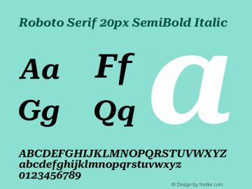 Roboto Serif 20px SemiBold Italic Version 1.003图片样张