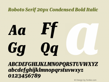 Roboto Serif 20px Condensed Bold Italic Version 1.003图片样张