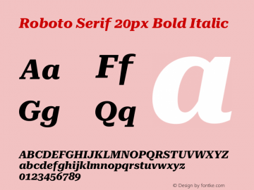 Roboto Serif 20px Bold Italic Version 1.003图片样张