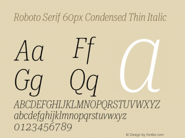 Roboto Serif 60px Condensed Thin Italic Version 1.003图片样张
