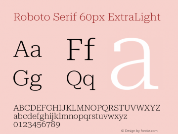 Roboto Serif 60px ExtraLight Version 1.003图片样张