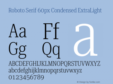 Roboto Serif 60px Condensed ExtraLight Version 1.003图片样张