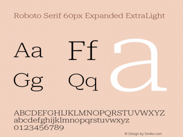 Roboto Serif 60px Expanded ExtraLight Version 1.003图片样张