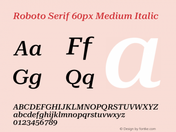 Roboto Serif 60px Medium Italic Version 1.003图片样张