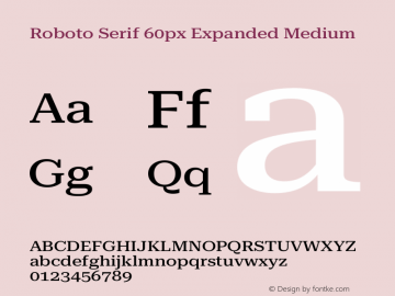 Roboto Serif 60px Expanded Medium Version 1.003图片样张