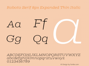 Roboto Serif 8px Expanded Thin Italic Version 1.003图片样张