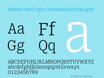 Roboto Serif 8px Condensed ExtraLight Version 1.003图片样张