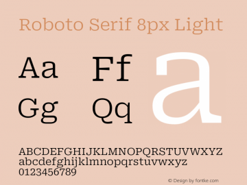 Roboto Serif 8px Light Version 1.003图片样张