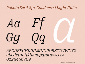 Roboto Serif 8px Condensed Light Italic Version 1.003图片样张