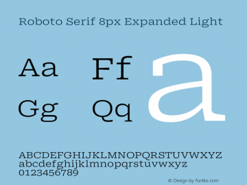 Roboto Serif 8px Expanded Light Version 1.003图片样张