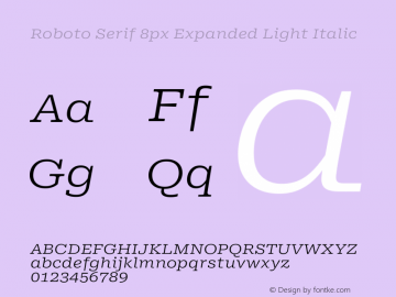 Roboto Serif 8px Expanded Light Italic Version 1.003图片样张