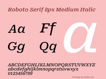 Roboto Serif 8px Medium Italic Version 1.003图片样张