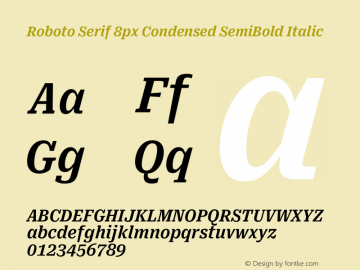 Roboto Serif 8px Condensed SemiBold Italic Version 1.003图片样张