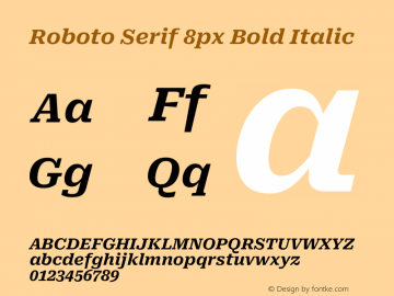 Roboto Serif 8px Bold Italic Version 1.003图片样张