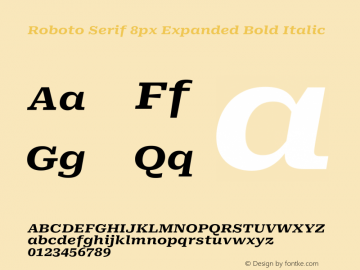Roboto Serif 8px Expanded Bold Italic Version 1.003图片样张