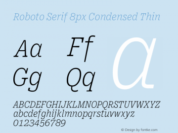 Roboto Serif 8px Condensed Thin Version 1.004图片样张
