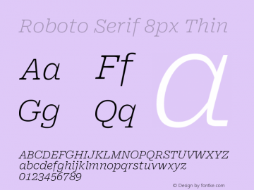 Roboto Serif 8px Thin Version 1.004图片样张